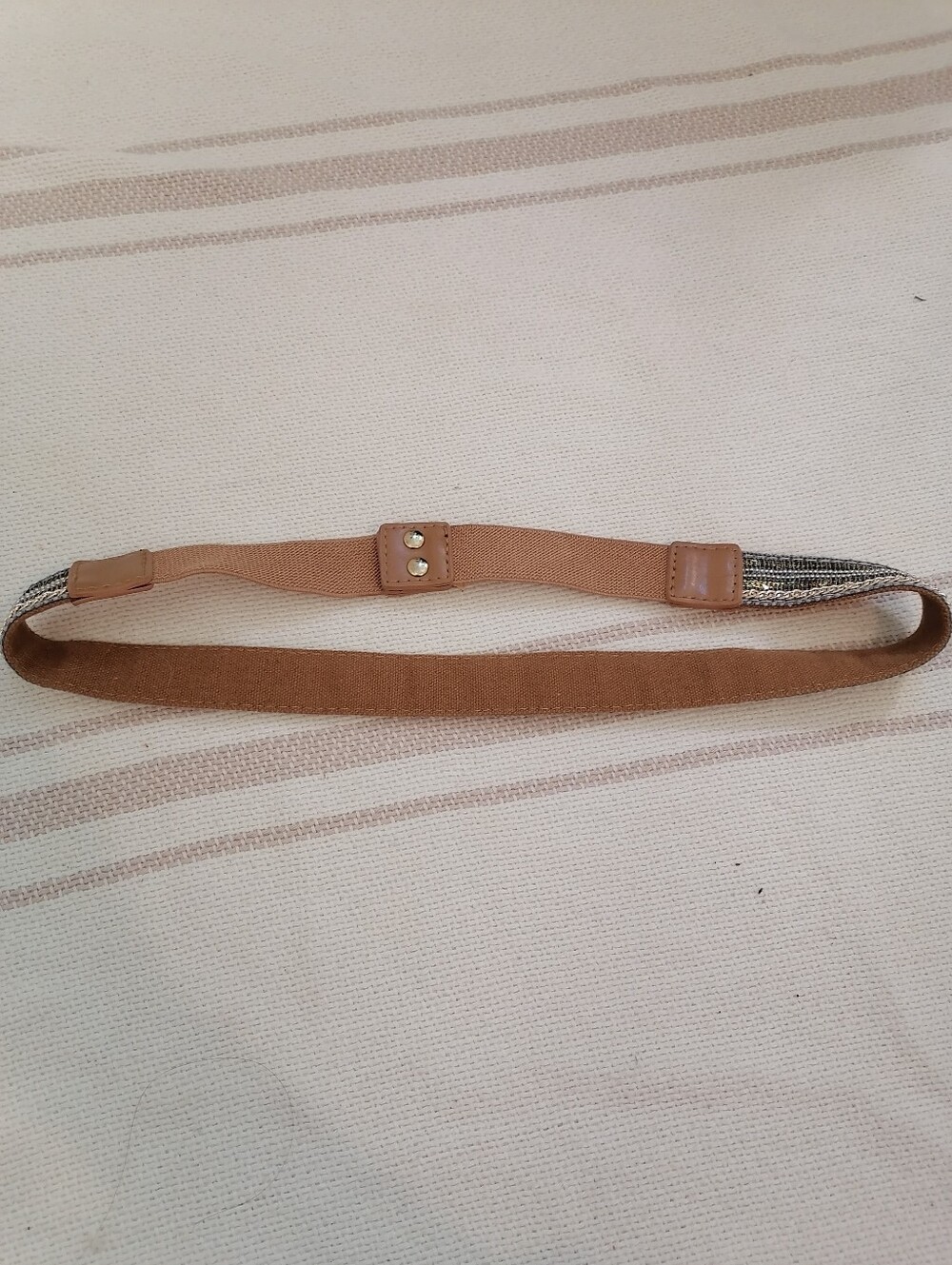 Stretch Elastic Sweater Belt with Metallic Accent - Beige - Picture 2 of 6